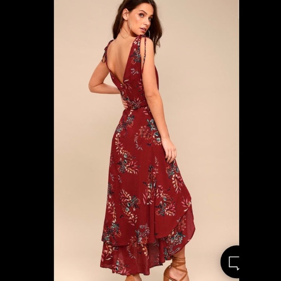 Amal Burgundy Floral Print Wrap Maxi Dress - Picture 2 of 5